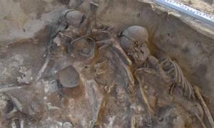 Collective burial pit excavated at Krasnoyarsk, Siberia. 	Source: Dimitry Vinogradov/Haaretz
