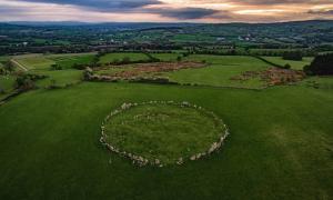 Beltany stone circle at sunset