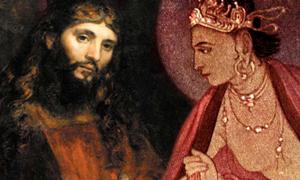 Rembrandt - Christ with Hands Folded (Public Domain), and Nivedita, Sister - the Departure of Siddhartha