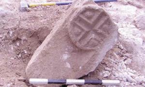 This lintel engraved with a cross was found during excavations at a Christian town in Galilee. Source: G. Cinamon & Y. Lerer