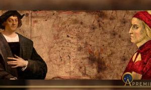 Christopher Columbus, map of the New World and Dante Alighieri (Deriv)