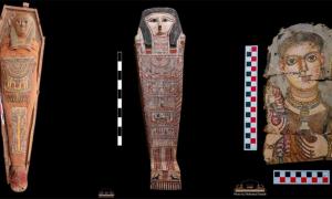 Composite image of the rare mummy portraits unearthed in Egypt. Source: Ministry of Tourism & Antiquities