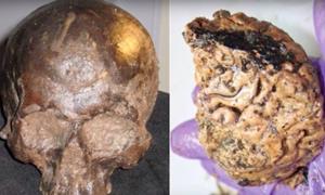 The Heslington skull and brain. Source: Top 5 Scary Videos / YouTube.