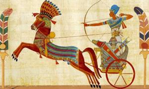 Representation of an ancient Egyptian chariot.
