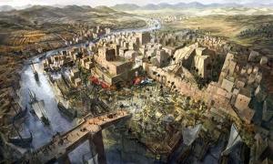 Illustration of an ancient city in Mesopotamia.