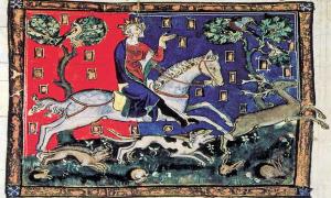 King John on a stag hunt. (1300-1400)