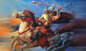 Odin Riding Forth on the Cover of "Legends and Lore" 