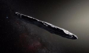 An artist's interpretation of the strange cigar shape of ‘Oumuamua.’ Source: ESO/M. Kornmesser