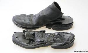 Medieval leather shoes found at the Westgate site, Oxford, England