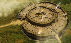 Reconstruction of Arkaim archaeological site in Russia.