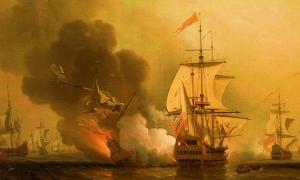 Battle of the sinking of the San Jose. Action off Cartagena, May 28, 1708.