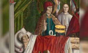 Detail of “A verger's dream: Saints Cosmas and Damian performing a miraculous cure by transplantation of a leg.’ Master of Los Balbases, ca. 1495. Source: Public Domain