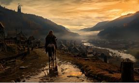 Viking entering a village, AI generated.