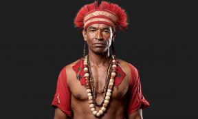 Male Xavante from Brazil in a Kapôt traditional clothing. AI generated. Source:  SuperPixel Inc/Adobe Stock