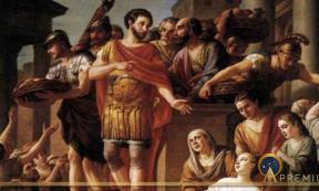 Marcus Aurelius Distributing Bread to the People, by Joseph-Marie Vien  (1765) Musée de Picardie (Public Domain)