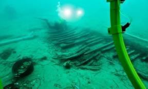 : Archaeologists working on the remains of the Iberian wreck Cala Cativa I.