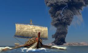 Impression of Santorini eruption.