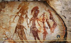 Bradshaw rock paintings found in the north-west Kimberley region of Western Australia. 