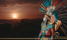 AI Generated image depicting Aztec warrior looking towards the setting sun – (  ivan / Adobe Stock)