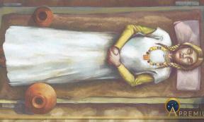 Artist’s impression of the Harpole Bed Burial (Image: with permission © MOLA)