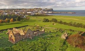 Aerial image of Bonamargy Friary in Northern Ireland. Source: peter / Adobe Stock