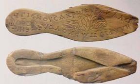 Byzantine-era sandal with inscription unearthed in Istanbul. Source: Hurriyet Daily