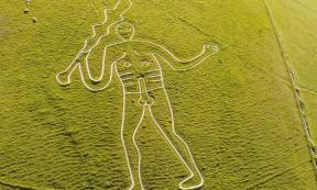   Cerne Abbas Chalk Figure Now Identified As the Greek Hero Hercules Researchers have been speculating for centuries about the meaning and origin of a gigantic 180-foot (55-meter) human figure carved into a chalky hillside near the village of Cerne Abbas in Dorset, England. While many explanations have been offered purporting to explain who this man really is, a new study published in the medieval history journal Speculum asserts that the mystery has been solved. The answer to this timeworn question appears