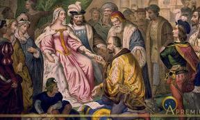 Christopher Columbus before the Catholic Monarchs at the court of Barcelona (V. Turgis, 19th century )  (Public Domain)