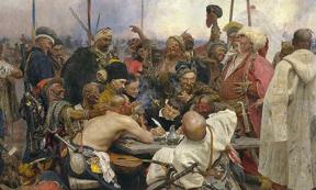"Zaporozhian Cossacks write to the Sultan of Turkey" by Ilya Repin (1844–1930)