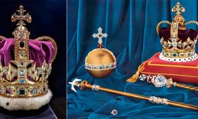Left; St Edward’s Crown, Right ; Crown Jewels of the United Kingdom. Source: Left; Public Domain, Right; Public Domain