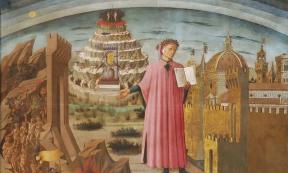 Fresco of Dante and the Divine Comedy (1465), Domenico di Michelino, Florence cathedral, Italy 