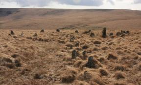 The kiss-in-the-ring stone circle near Hartford in Devon, one of the many stone circles found on Dartmoor.