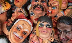 Papier mache masks on sale for making effigies or “monigotes” to burn during New Year’s Eve celebrations in Ecuador. Source: Iryna / Adobe Stock 