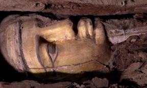 Egyptian coffin awaiting extraction, Saqqara. Source: YouTube Screenshot / Smithsonian Channel.