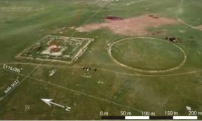 Drone photo of the place of the discovery in the northeast of Mongolia.
