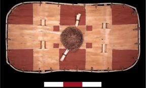 A the front of a copy of the bark shield. Source: University of Leicester/Fair Use                 