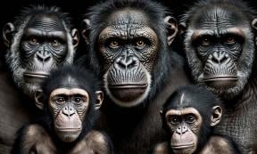 Representation of an Australopithecus family. The evolution of human birth takes us back to Australopithecus afarensis like “Lucy” that may have required some help in childbirth. Source:  Andrii/Adobe Stock