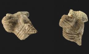 Fragments of a female figurine from Hohle Fels in south-western Germany dating to the Aurignacian period roughly 40,000 years ago. Images: J. Lipták/University of Tübingen.