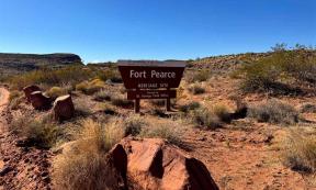 Fort Pearce protected heritage site Sign.	Source: Jacqueline Russell/BLM Utah/ Public Domain