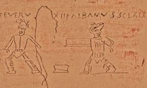 Gladiator graffiti in Pompeii.