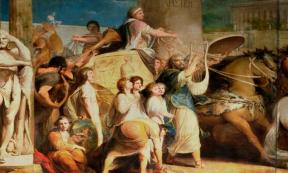 Crowning the Victors at Olympia - Hieron of Syracuse and victors. Source: Public Domain
