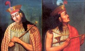 Portraits of Huáscar and Atahualpa from Peruvian stamps issued in 2004. Photo source: Stamps Peru