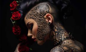 Face of a woman adorned with intricate facial tattoos a blend of traditional and contemporary styles. Source: Old Man Stocker/Adobe Stock           
