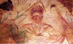 Figure of Greek mythology’s goddess Demeter appearing on the ceiling of one of the Roman era tombs in Ashkelon. 