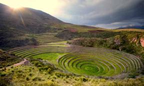 Sun over Moray, Sacred Valley of the Incas, Peru. Source: alexpermyakov/Adobe Stock