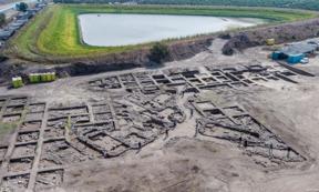 Aerial photograph of the Early Bronze Age excavation site near modern Harish. (Assaf Peretz, Israel Antiquities Authority)  By Ed Whelan