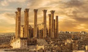 Temple of Artemis in the ancient Roman city of Gerasa at the sunset, preset-day Jerash, Jordan. Source: vesta48 /Adobe Stock