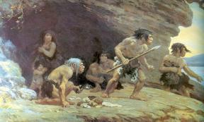 Le Moustier Neanderthals, AMNH By Charles Knight.