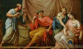 Virgil reading the Aeneid to Emperor Augustus, his wife Livia and fainting sister Octavia by Antonio Zucchi (1767) (Public Domain)