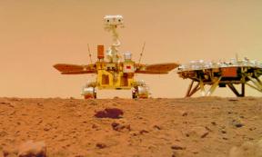 China’s Martian rover Zhurong with its orbital lander, Tianwan-1, on Mars. 